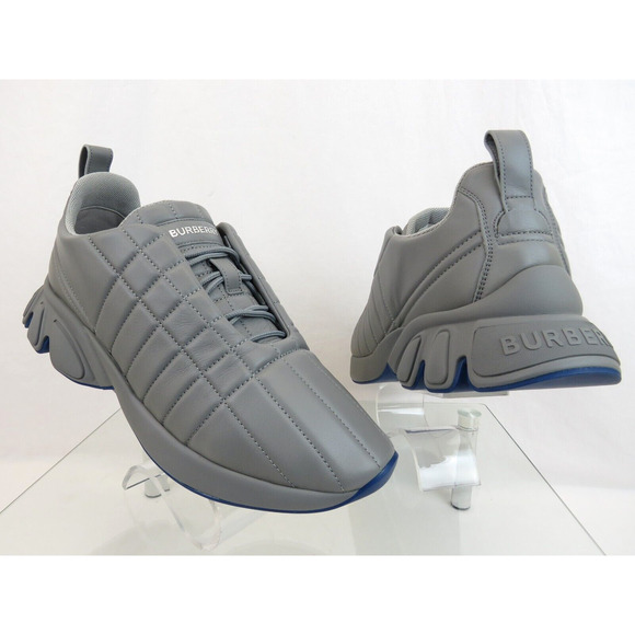 $850 BURBERRY AXBURTON GRAY CHECK QUILTED LEATHER LOGO SNEAKERS 10 US 43 ITALY - Picture 4 of 13